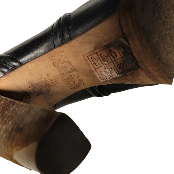 Michael Kors Black Leather Tall Boots Knee High Riding Boots Size 6.5 - Picture 5 of 7